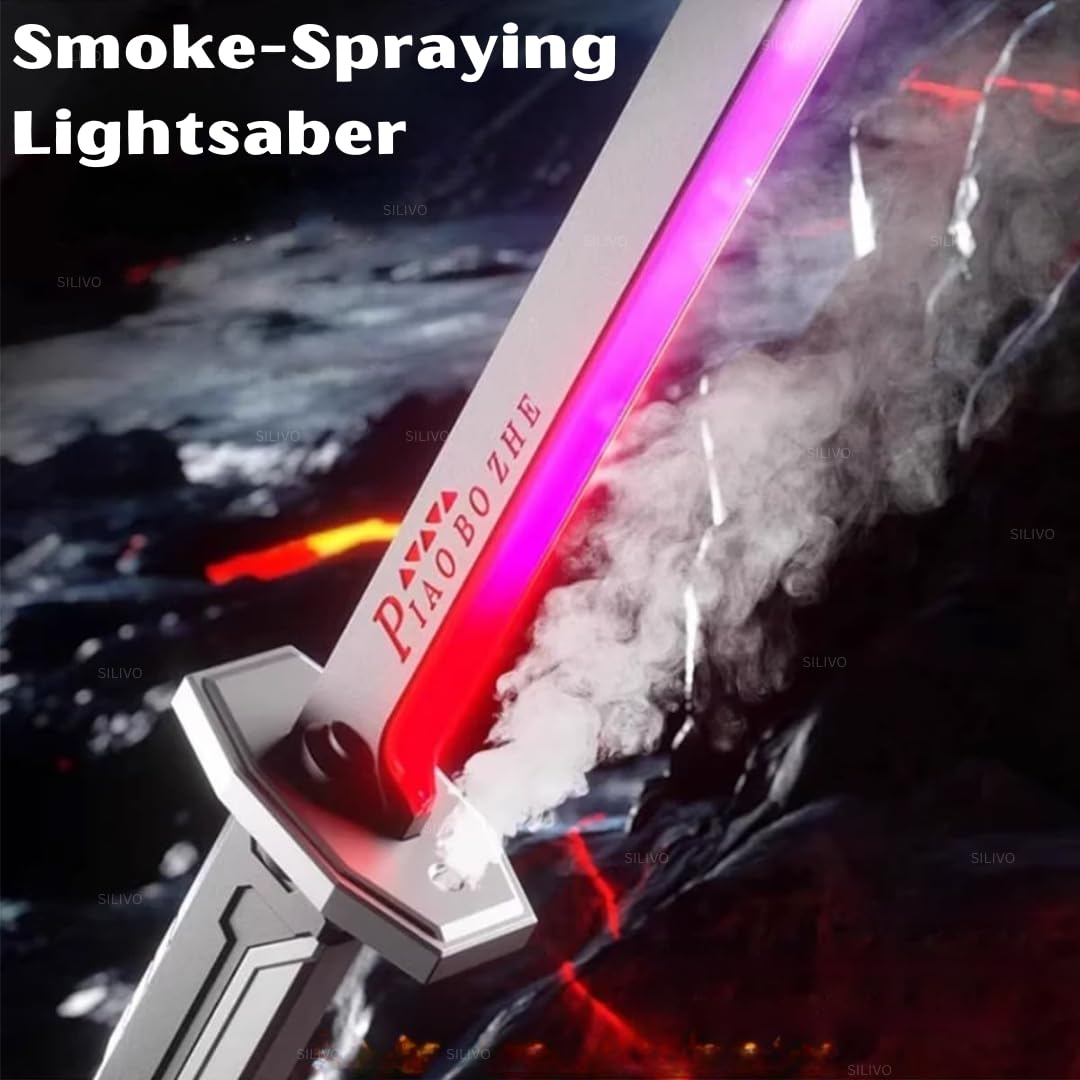 LED Katana Sword with Smoke & Spark Effects, 7-Color Light Blade with Sound FX, Anime-Inspired Cosplay Katana for Roleplay, Halloween, Parties, Collectors, and Display